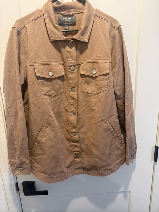 Torrid Curve Jackets & Blazers - Torrid Size 0 (12) Brown Jean Jacket with Utility Pockets